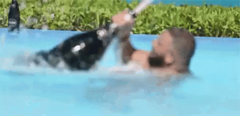 Living Life Right GIF - Swimming Pool Champagne GIFs