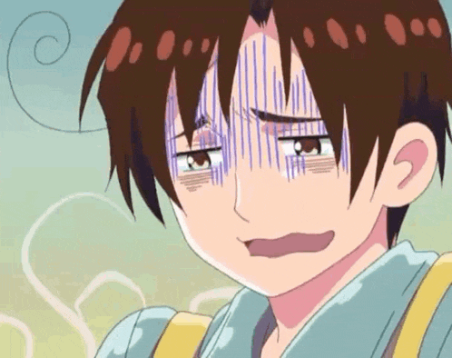 a close up of a cartoon character with a shocked look on his face .