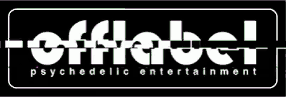 a logo for offlabel psychedelic entertainment is displayed on a black background
