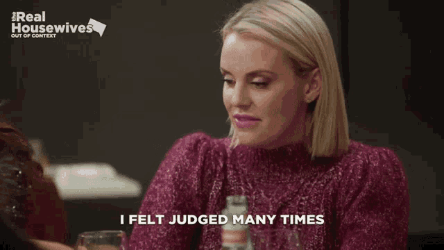 a woman says i felt judged many times in front of a real housewives logo