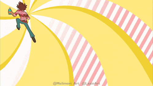 a cartoon drawing of a girl with a hawaiian shirt on