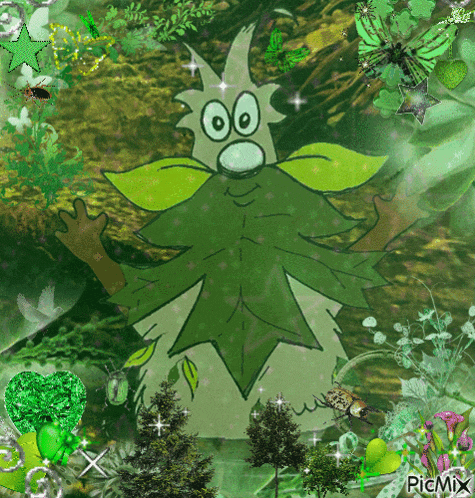 a picture of a cartoon character that looks like a leaf with a picmix watermark