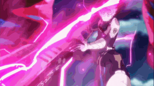a person is playing a video game with a purple light coming out of their hand