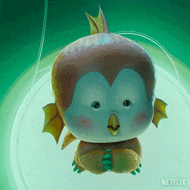 a cartoon character from netflix looks like a fish with a bird head