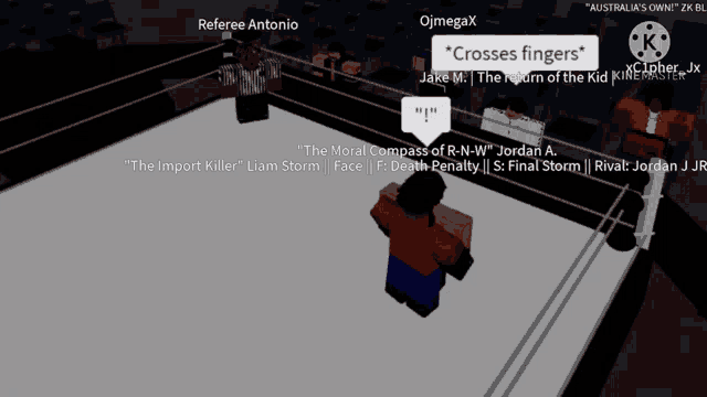 a screenshot of a video game with the name referee antonio on the top left