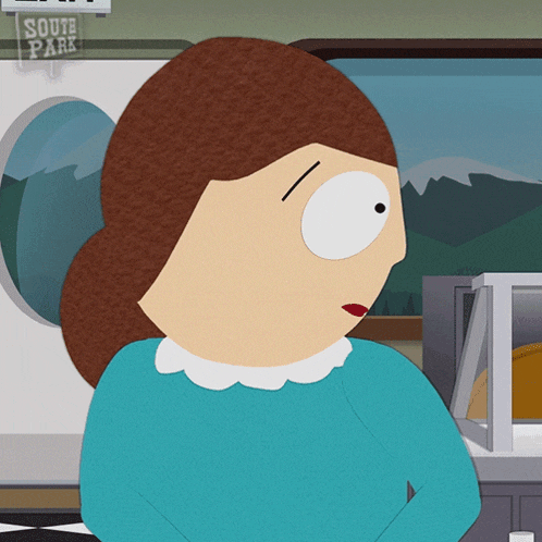 a cartoon character from south park stands in front of a sign that says south park
