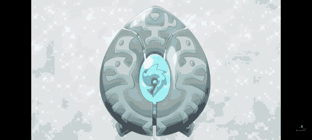 a cartoon drawing of a pendant with a blue stone in the center