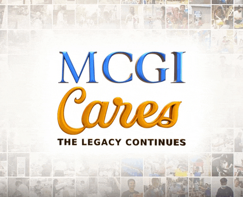 mcgi cares the legacy continues is written on a white background