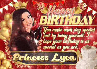 a birthday card for princess lyca with a cake