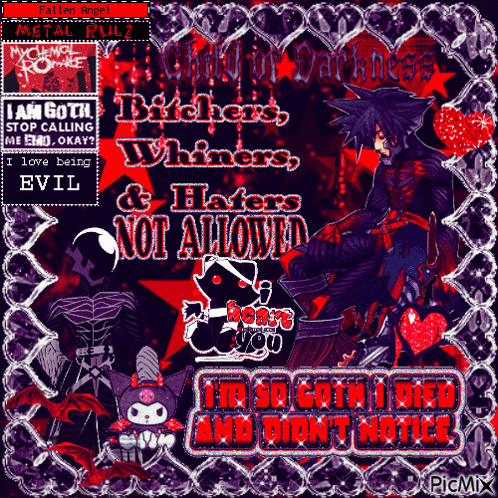 a collage of images with the words i am goth stop calling me emo okay i love being evil