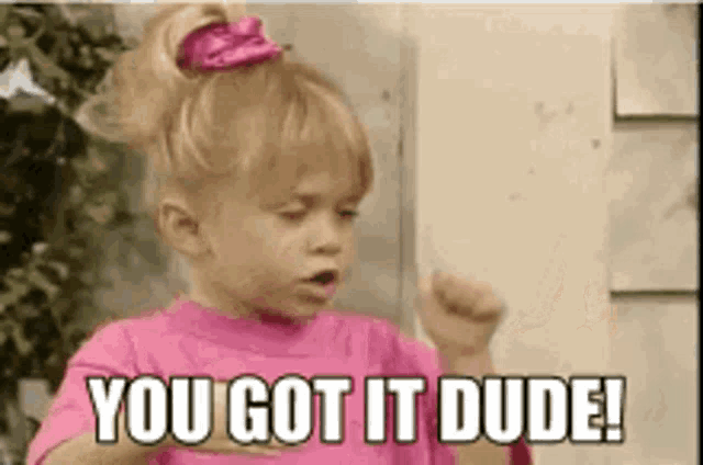a little girl is saying you got it dude .