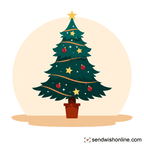 a christmas tree with gifts underneath it and the website sendwishonline.com