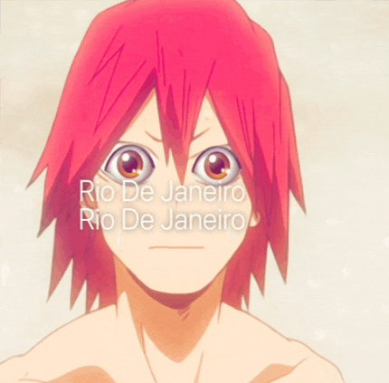 a cartoon character with red hair and the words rio de janeiro