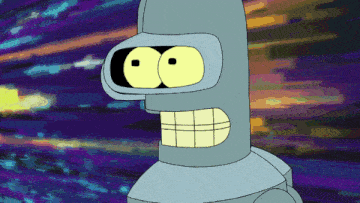 bender from futurama is looking at the camera