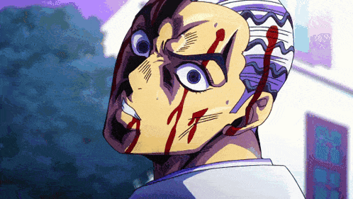 a cartoon of a man with blood coming out of his mouth