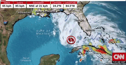a map of the gulf of mexico showing winds gusts and movement