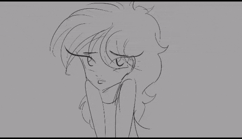 a drawing of a girl wearing sunglasses covering her face
