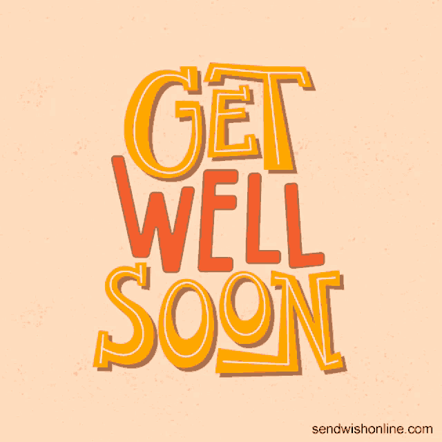a get well soon greeting card with hearts and swirls