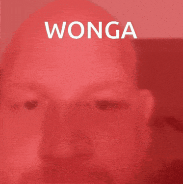 a red background with a man 's face and the word wonga