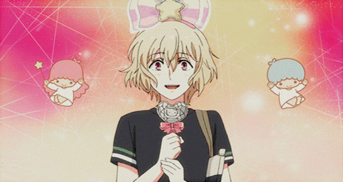 a girl with a bow on her head and two little twin stars
