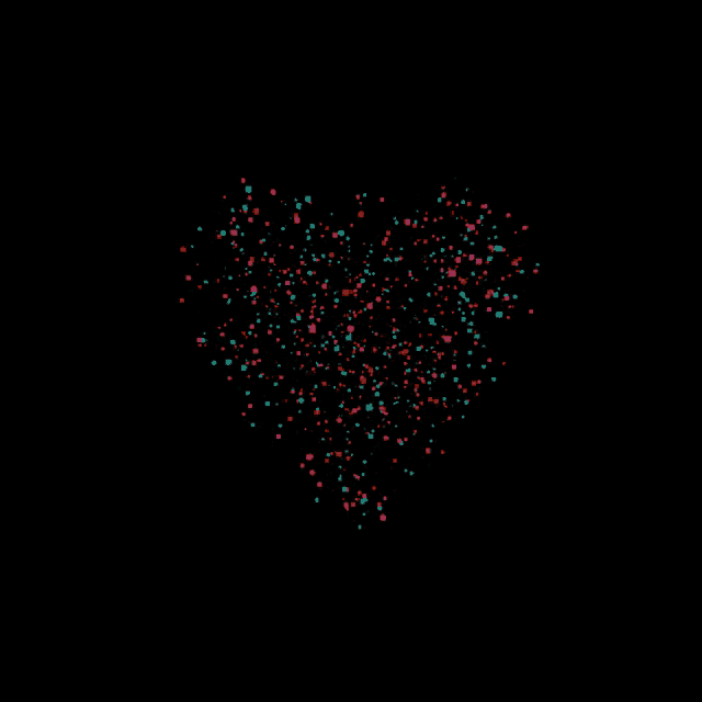 a heart made up of colorful squares on a black background