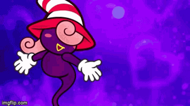 a purple cat in a hat with the words dans ton beau