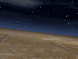 a desert landscape with a blue sky and stars