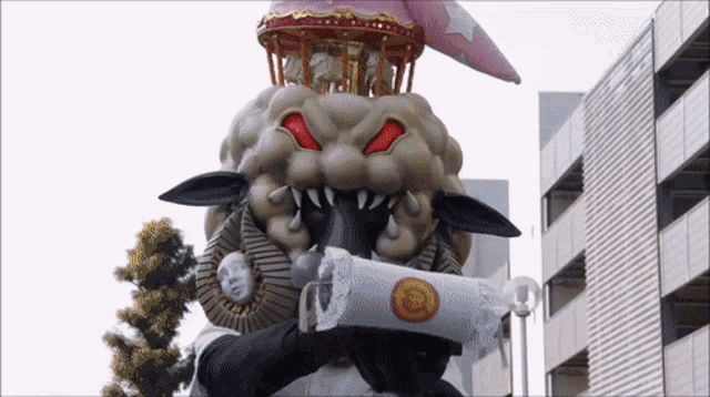 a monster with a carousel on top of its head