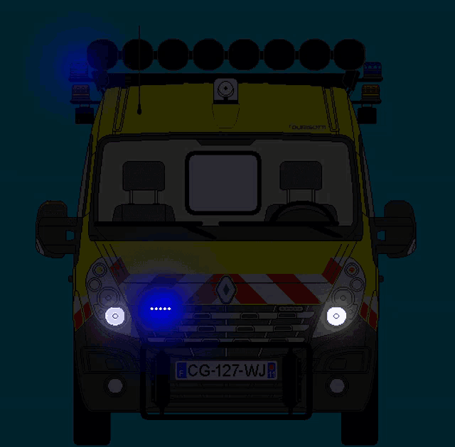 a yellow van with a license plate that says cg 127 wj