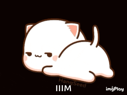 a cartoon of a cat laying down with the words hangseed iiim in the corner