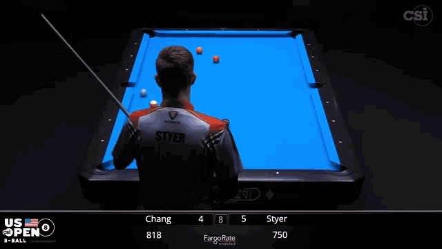 a pool player with the name styrer on his back