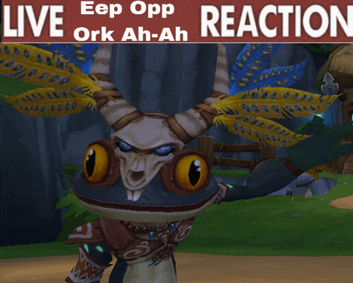 eep opp ork ah-ah live reaction poster with a frog on it
