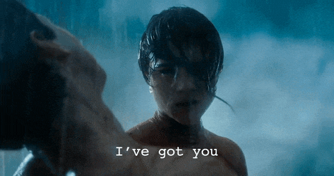 a person taking a shower with the words i 've got you written on the bottom