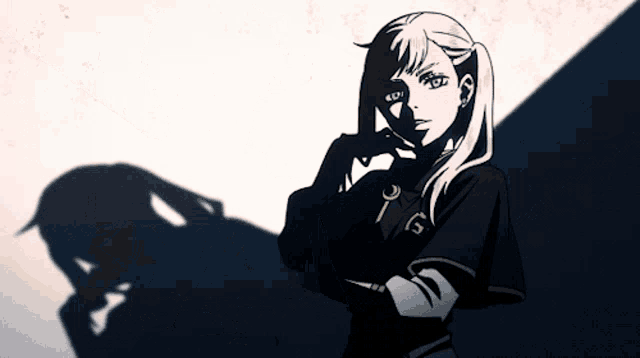 a black and white drawing of a girl with a hood on