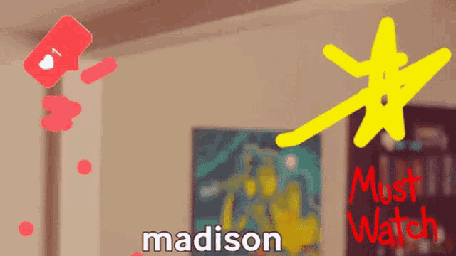a drawing of a yellow star with the name madison on it