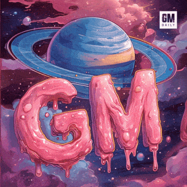 a poster for gm daily shows a planet in the background