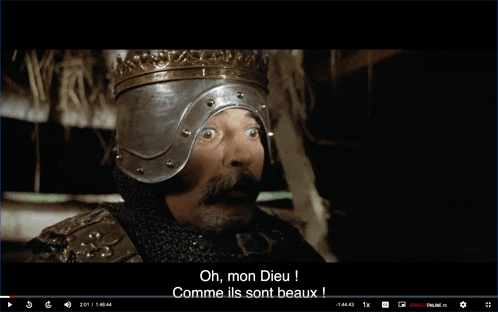 a man with a crown on his head says " oh mon dieu "