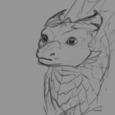 a black and white drawing of a lizard 's face looking at the camera