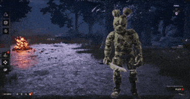 a screenshot of a video game called freddy fazbear 's pizza shows a bunny holding a knife