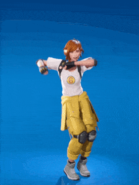 a girl in a white shirt with the number 6 on it is standing with her arms outstretched