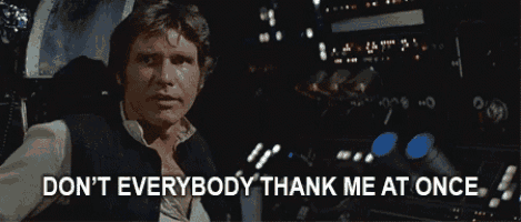 a man is sitting in front of a control panel and says " don 't everybody thank me at once " .