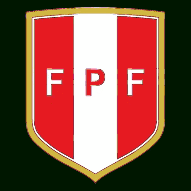 a red white and gold emblem with the letters fpf on it