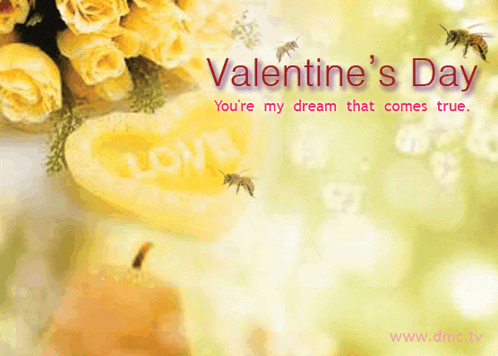 a valentine 's day greeting card with yellow roses and candles