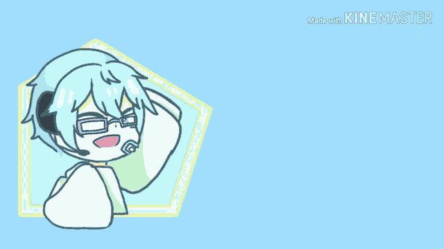 a cartoon of a boy wearing headphones and glasses is made with kinemaster