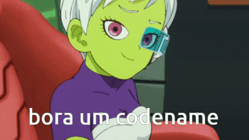 a cartoon character with the words bora um codename written on the bottom
