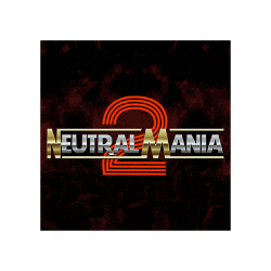 a logo for neutral mania 2 is shown on a dark red background