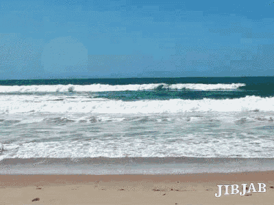 a picture of a beach with jibjab written on it