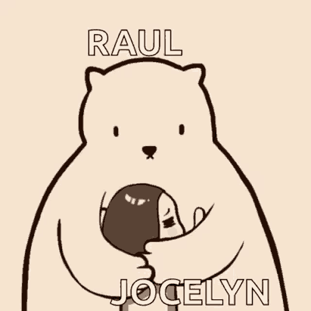 a cartoon of a polar bear holding a person 's head .