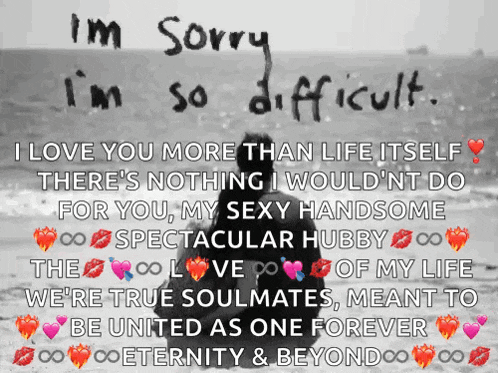 a picture of a man on the beach with the words i 'm sorry i 'm so difficult on it
