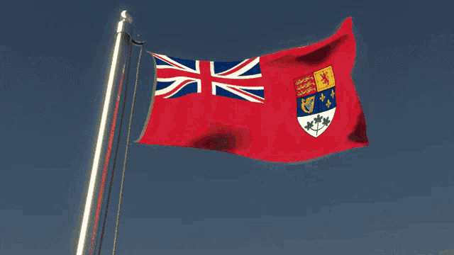 a british flag with a shield on it
